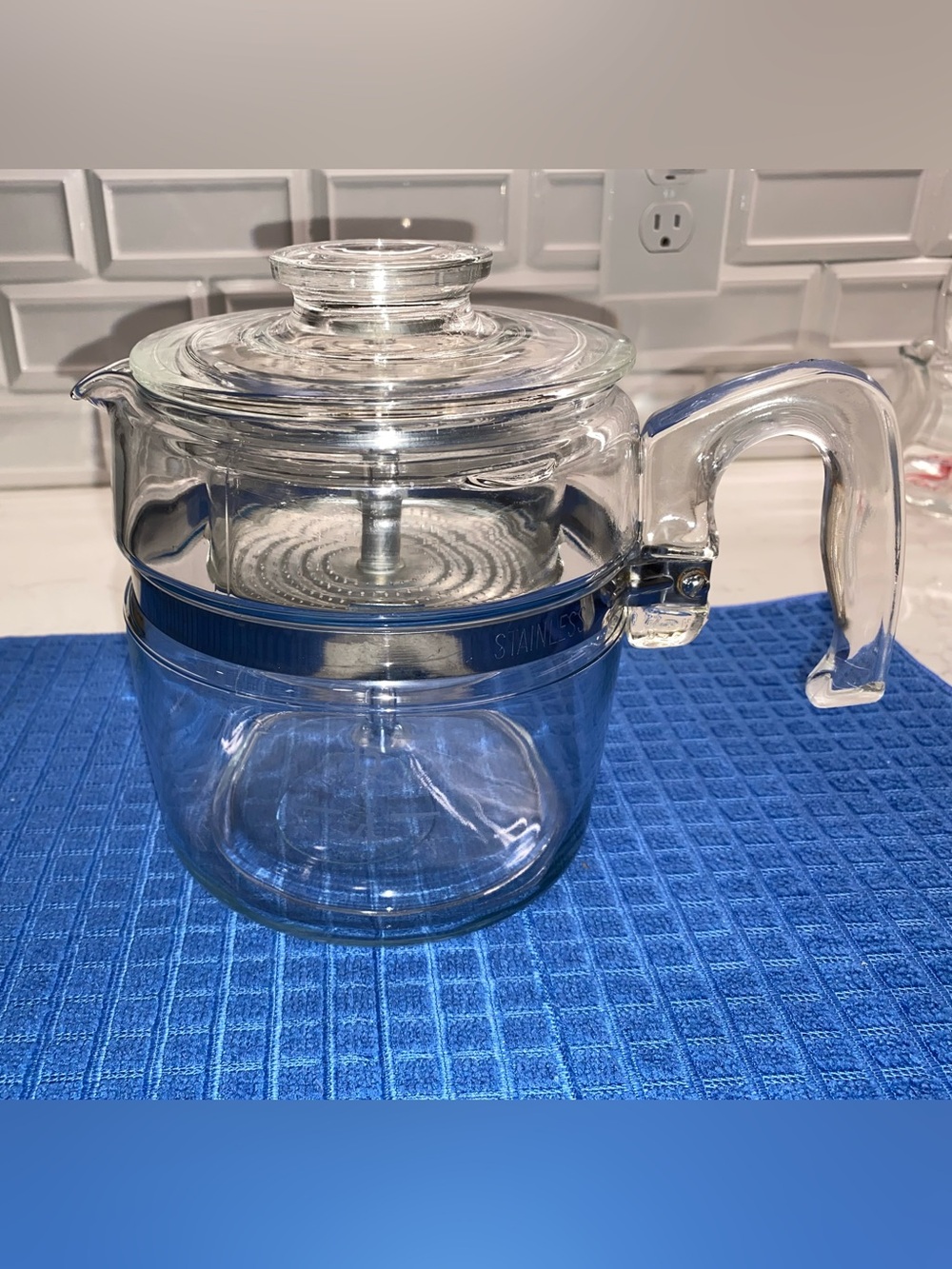 Vtg PYREX Flameware 6 cup Percolator 7756 B COMPLETE